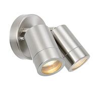Saxby 73446 Atlantis Marine Grade Brushed Stainless Steel Twin Outdoor IP65 Adjustable Wall Spot Light