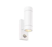 Palin 2 Light Outdoor PIR Up Down Wall Light Gloss White Glass IP44 GU10 Netlighting White One Size