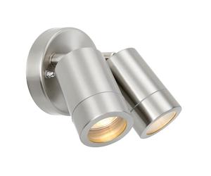 Saxby 75449 Palin Stainless Steel IP44 2x7W GU10 Adjustable Dimmable Wall Light