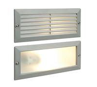 Saxby Eco 40W Grey Die Cast Aluminium Plain & Louvre Outdoor IP44 Garden Recessed Wall Brick Light