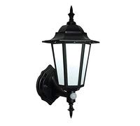 Saxby Evesham 7W Black Traditional Outdoor Garden Security PIR IP44 Lantern LED Wall Light