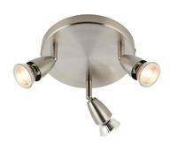 Saxby G2523413 Amalfi 3lt round spotlight satin nickel 35W Satin nickel effect plate 3 x 35W GU10 reflector (Required)
