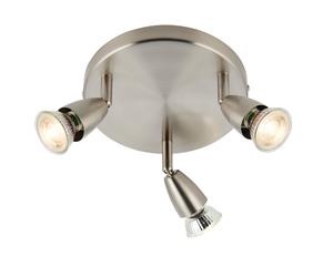 Saxby G2523413 Amalfi 3lt round spotlight satin nickel 35W Satin nickel effect plate 3 x 35W GU10 reflector (Required)