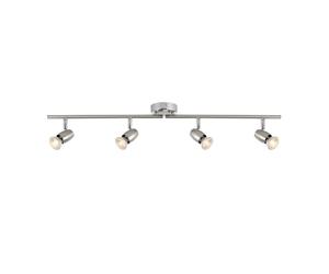 Saxby G5503177 Palermo 4lt bar spotlight 50W Brushed chrome effect & chrome effect plate 4 x 50W GU10 reflector (Required)