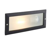 Saxby OL60AB Eco plain & louvre IP44 40W Textured black paint & frosted glass 40W E27 GLS (Required)