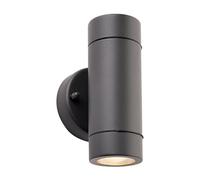 Saxby 94792 Palin 2lt wall IP44 7W Anthracite grey & clear glass 2 x 7W LED GU10 (Required)
