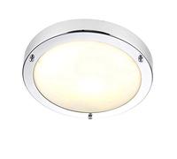 Saxby 59850 Portico chrome IP44 40W Chrome effect plate & frosted glass 40W E27 GLS (Required)