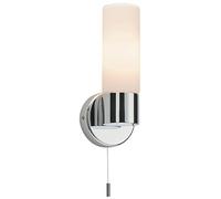 Saxby Pure Bathroom Wall Light - IP44 Modern Indoor Wall Lights with Pull Cord Switch - LED Bathroom Fitting in Chrome Plate Finish - Requires 40W E14 Candle (Not Supplied)