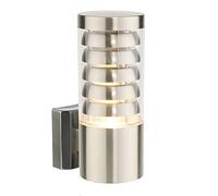 Saxby 13921 Tango 1lt wall IP44 8W Brushed stainless steel & clear pc 8W LED E27 Cool White (Required)