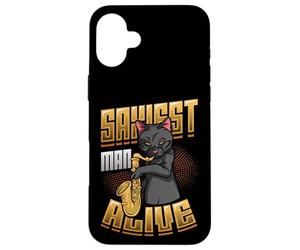 Saxiest Man Alive Funny Saxophone Case for iPhone 16 Plus