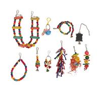 SAXOJONON for Birds Chew Toys, for Parrots, 10 Pcs Multi-Functional Bird Cage Toys Set with Ladder, Bell, Swing, Safe Non- Materials, Easy to Install, Colorful Attractive Desi