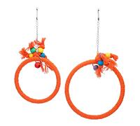 SAXOJONON for Birds Play Swing, Cotton Rope Chew Toy, Colorful Perch Stand for Parakeets Cockatiels, Durable, Eco-Friendly, Non-, Easy Install Cage Accessory (Orange)