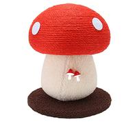 SAXOJONON for Cats, Mushroom Scratching Post with Sisal, for Small to Medium Cats, Interactive Toy, Red and White Design, Durable, Space Saving, 13.4x11.0 Inches