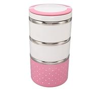 SAXOJONON Stackable Thermal Lunch Container, For Stainless Steel, Leakage Proof, Retain Freshness, Portable Thermal Lunch Box, For Party, Double Layer Design, Large Capacity, Durab (Pink)