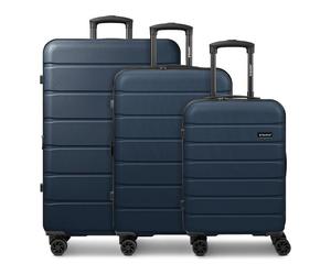 Saxoline Miami 4 wheels Suitcase set 3-piece with expansion pleat blue