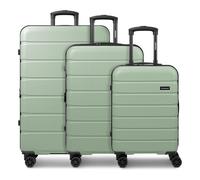 Saxoline Miami 4 wheels Suitcase set 3-piece with expansion pleat green