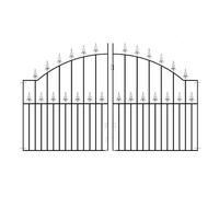 Saxon Arched Spear Top Metal Driveway Gates 1245mm High galvanised Wrought Iron Dual Swing gate (2134mm (7ft) Gap x 1245mm High SAZP10)