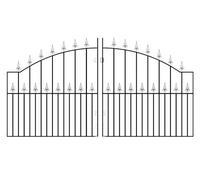 Saxon Arched Spear Top Metal Driveway Gates 1245mm High galvanised Wrought Iron Dual Swing gate (2438mm (8ft) Gap x 1245mm High SAZP13)