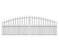 Saxon Arched Spear Top Metal Driveway Gates 1245mm High galvanised Wrought Iron Dual Swing gate (3658mm (12ft) Gap x 1245mm High SAZP25)