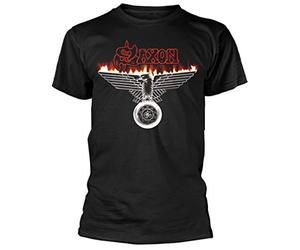 Saxon 'Burning Wheels of Steel' (Black) T-Shirt (Medium)
