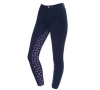 Saxon Childrens/kids Warm Up Cotton Euro Seat Jodhpurs Ii Navy/navy Spot Print (27In)