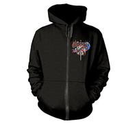 Saxon Hoodie Crusader Band Logo British Metal Official Mens Black Zipped L