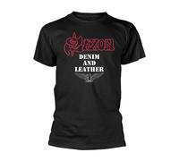 Saxon Denim and Leather T Shirt L