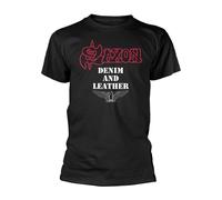 Saxon Denim and Leather T Shirt L