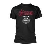 Saxon Denim and Leather T Shirt L