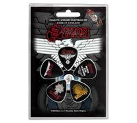 Saxon Guitar Picks Wheels Of Steel Band Logo Official Black 5 pack Plectrum One Size