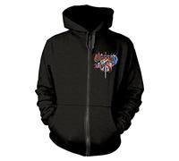 Saxon Hoodie Crusader Band Logo British Metal Official Mens Black Zipped L