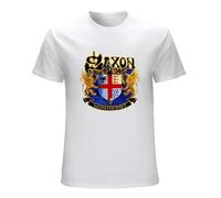 Saxon Lionheart Men Cotton T-Shirt Short Sleeve White Clothes Tees M
