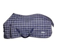 Saxon Standard-Neck Plaid Midweight Horse Stable Rug Navy/white (4 6")
