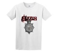 Saxon 'Strong Arm of The Law' Casual Round Neck T Shirt White M