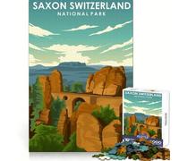 Saxon Switzerland Art 1000 Piece Jigsaw Puzzle for Adults Focus Training Quiet Enjoyment Tight Join (38x26cm)
