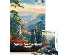 Saxon Switzerland National Park Poster 1000 Pieces Jigsaw Puzzles for Adults Mental Workout Gentle Engagement Cozy Xmas Gift (50x75cm)