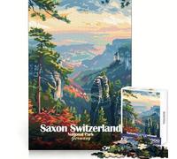 Saxon Switzerland National Park Poster Teenagers Puzzles 1000 Piece Jigsaws Sharp Recall Serene Activity Uniform Cut Joyful Xmas (38x26cm)