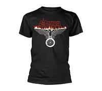 Saxon T Shirt Wheels of Steel Eagle Band Logo Official Mens Black L