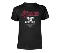 Saxon Unisex Adult Denim And Leather T-Shirt / N/A N/A PH1685