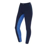 Saxon Warm Up Cotton Euro Seat Jodhpurs - Childs Navy/Blue Horseshoe Print Childs 14/26 Inch