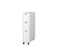 SAXONY Slim Bathroom Storage Unit with 3 Drawers & Wheels, White MDF SAXONY White
