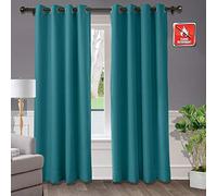Saxony Blue Thermal Ilated Flame Retardant Blackout ain 84" W x 102" L 1 Panel with Bronze Grommets for Home Office Kitchen Hotel School & Cinema