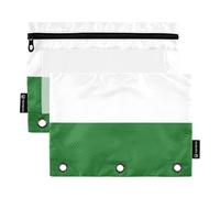 Saxony Civil Flag Pencil Pouch 3 Ring Binder Pen Pencil Bag Zipper Binder Fabric Clear Binders Pen Case School Kids 9.8" x 7.1", 2 Packs