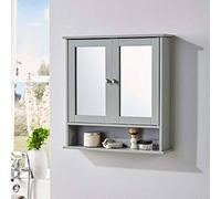 SAXONY Grey Bathroom Mirrored Cabinet with Shelf Wall Mounted Unit SAXONY Grey