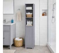 SAXONY Grey Tall Slim Bathroom Storage Cabinet with Door & 3 Shelves SAXONY Grey