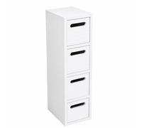 SAXONY White Bathroom Storage Cabinet 4 Drawer Freestanding Fully Assembled SAXONY White