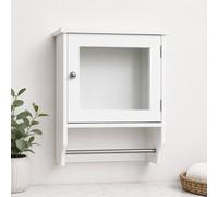 SAXONY White Mirrored Bathroom Wall Cabinet with Towel Rail & Storage SAXONY White