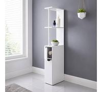 SAXONY White Tall Slim Bathroom Storage Cabinet with 2 Doors & 2 Shelves SAXONY White