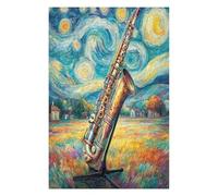 Saxophone 1000 Piece Pack Classic Jigsaw Puzzle Musical Instrument Music Couple Puzzle Partners Ultra Difficult Wall Decor Easter New Year Eco Friendly Cardboard 1000 PCS