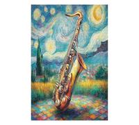 Saxophone 1000 Piece Premium Jigsaw Puzzle Musical Instrument Music For Men Educational Decompression Adults Anxiety Memory Care Mothers Valentines Wooden 1000 PCS